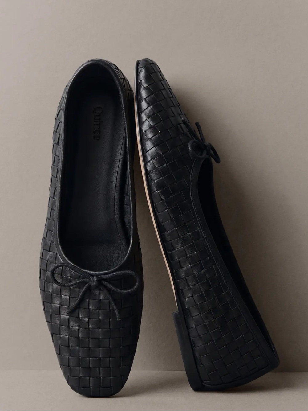 Quince Italian Leather Handwoven Square Toe Ballet Flat